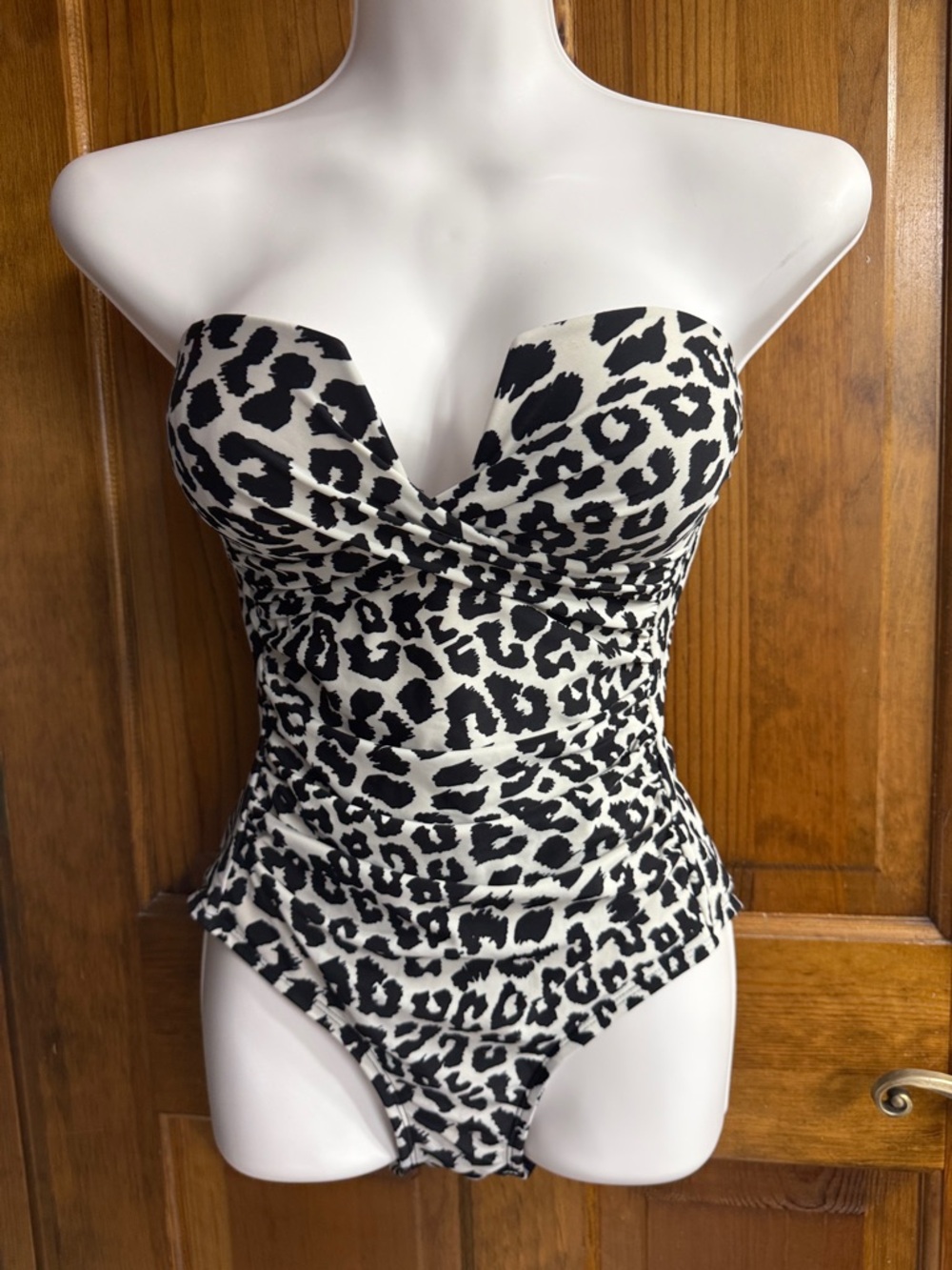 Calvin Klein Black & White Leopard Print Strapless Kids One-Piece
